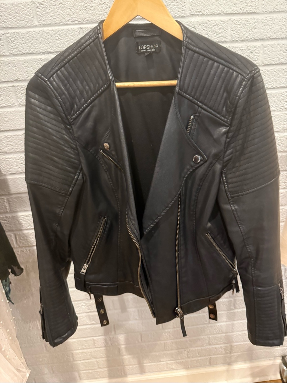 TOPSHOP Black Quilted Moto Jacket